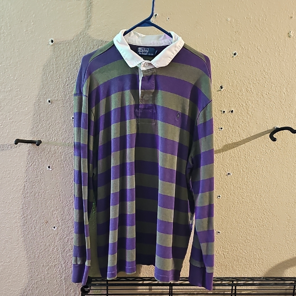 Ralph Lauren Purple and Green Long Sleeve Tee